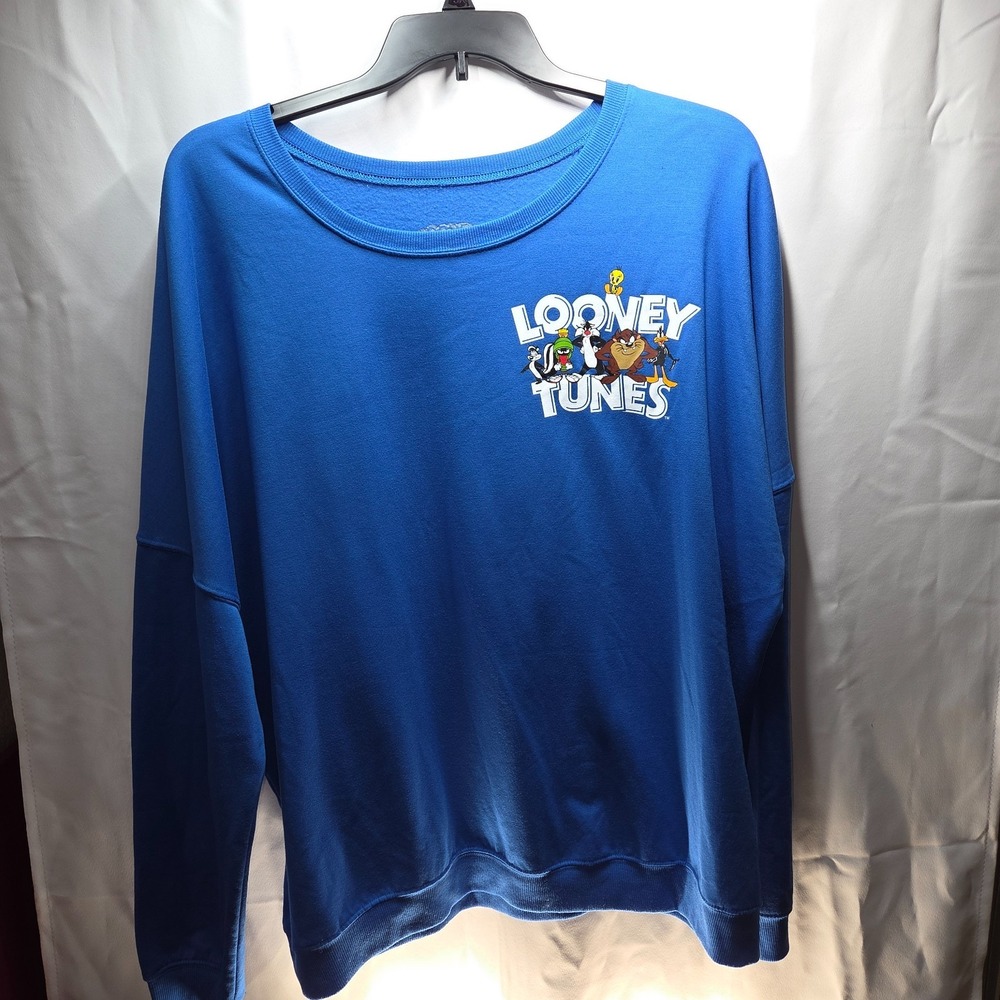 PLUS SIZE Looney Tunes Blue Sweatshirt Women's 3XL Bugs Daffy‎